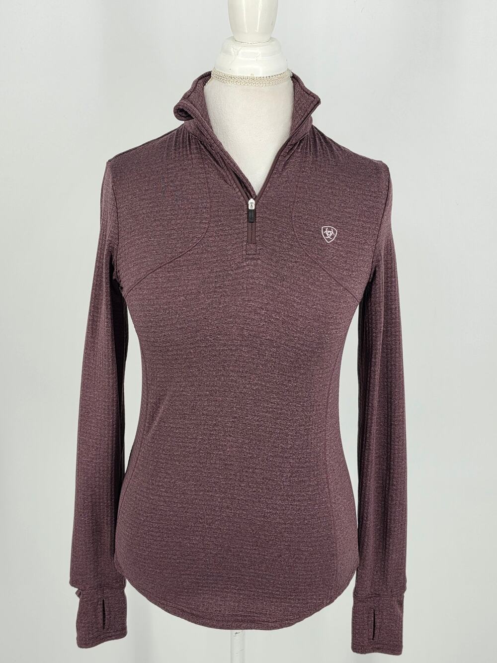 Ariat Womens Size XS Purple 1/4 Zip Pullover AriatTek Waffle Fleece Equestrian